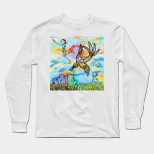 The boy, the bird and the flying dream (I) Long Sleeve T-Shirt